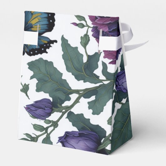 Violetkleurige magenta bloem vlinders in Victoriaa Bedankdoosjes (Achterkant)