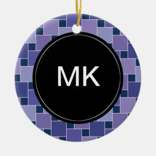 Violetkleurige Vierkanten Keramisch Ornament