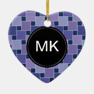 Violetkleurige Vierkanten Keramisch Ornament