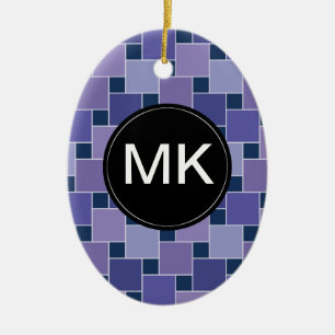 Violetkleurige Vierkanten Keramisch Ornament