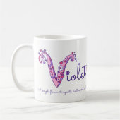 Violetnaam die decoratieve V-monogram-mok betekent Koffiemok (Links)
