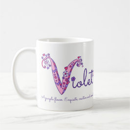 Violetnaam die decoratieve V-monogram-mok betekent Koffiemok