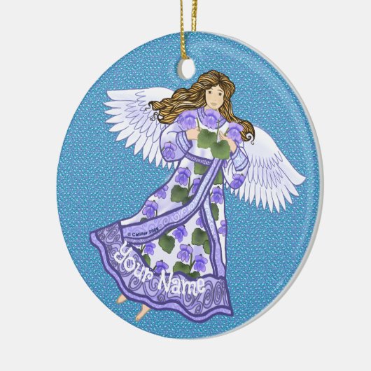 Violets Angel Keramisch Ornament (Links)