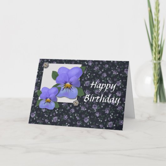 Violets Birthday Kaart (groot afdrukken) (Voorkant)