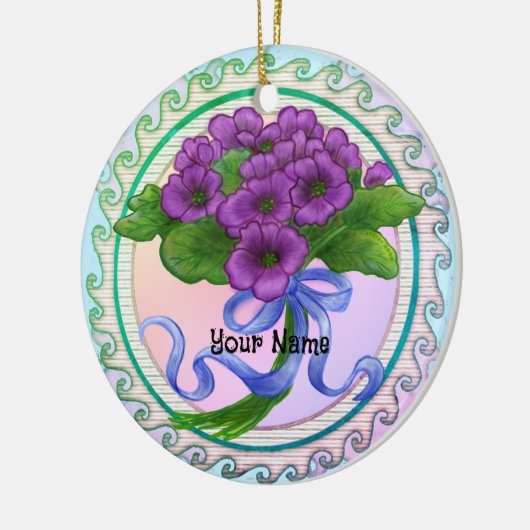 Violets Bouquet Keramisch Ornament (Links)
