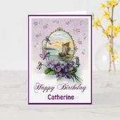 Violets en boten Verjaardag Kaart (Gele Bloem)