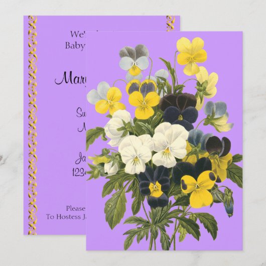Violets en Pansy Custom Baby Douche Uitnodigingen (Voorkant / Achterkant)