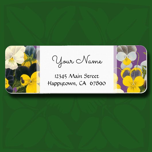 Violets en Pansy Floral Custom Adresetiketten Etiket