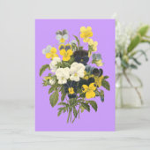 Violets en Pansy Floral Custom Party Uitnodigingen (Staand voorkant)