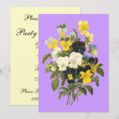 Violets en Pansy Floral Custom Party Uitnodigingen (Voorkant / Achterkant)