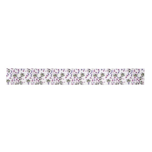 Violets Garlands Satin Ribbon 3" Satijnen Lint (Voorkant)