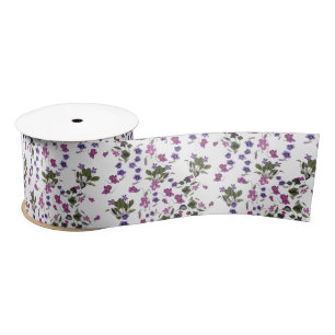 Violets Garlands satin Ribbon 3" Satijnen Lint