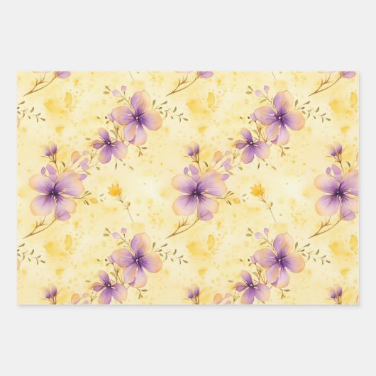 Violets Gold 50e bruiloft Jubileum Inpakpapier Vel (Voorkant 3)