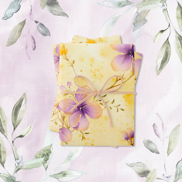 Violets Gold 50e bruiloft Jubileum Inpakpapier Vel
