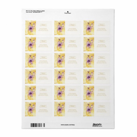 Violets Gold 50th Wedding Anniversary Etiket (Full Sheet)