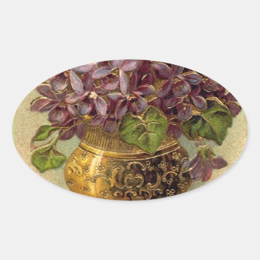  Violets Gouden Vaas Sticker (Voorkant)