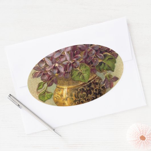  Violets Gouden Vaas Sticker (Envelop)
