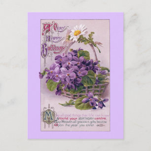 Violets in Basket  Verjaardag Briefkaart