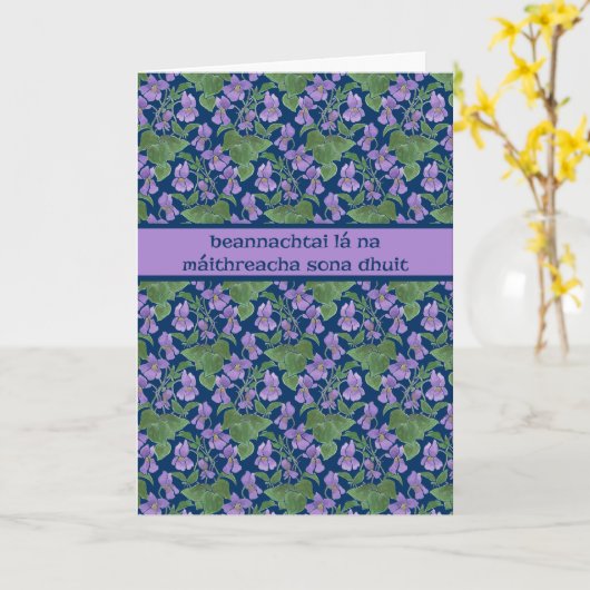 Violets, Moederdag Kaart, Irish Gaelic Greeting Kaart (Gele Bloem)