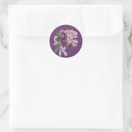  Violets Nosegay Boeket Ronde Stickers (Tas)