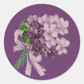  Violets Nosegay Boeket Ronde Stickers (Voorkant)