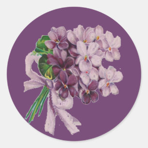  Violets Nosegay Boeket Ronde Stickers