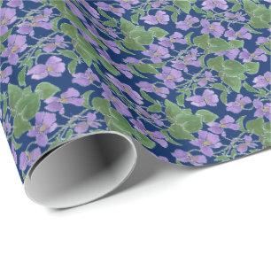  Violets op Navy Wrapping Papier aan te passen