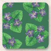 Violets op smaragdgroen bier onderzetter (Voorkant)