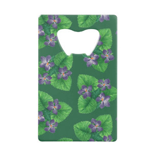 Violets op smaragdgroen creditkaart flessenopener