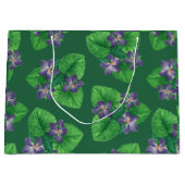 Violets op smaragdgroen groot cadeauzakje (Voorkant)