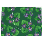 Violets op smaragdgroen groot cadeauzakje (Achterkant)
