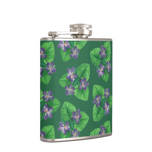 Violets op smaragdgroen heupfles (Rechts)