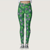 Violets op smaragdgroen leggings (Voorkant)