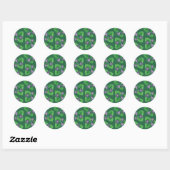 Violets op smaragdgroen ronde sticker (Vel)