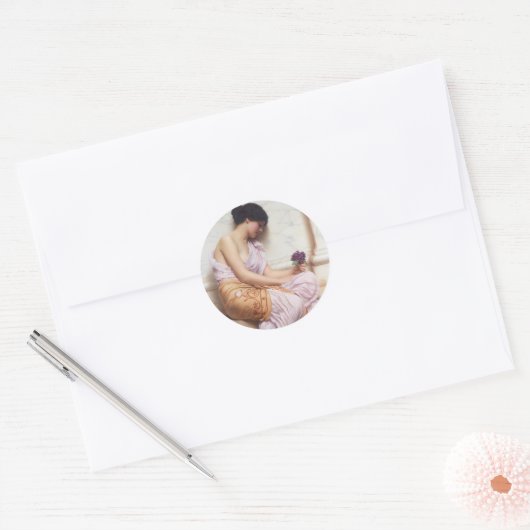 Violets, Sweet Violets John William Godward Ronde Sticker (Envelop)