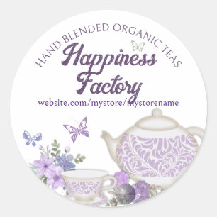 Violets Thee Cup Theepot Hand Blended Thee Party Ronde Sticker