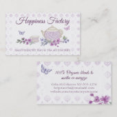 Violets theekopje theepot vlinders visitekaartje (Voorkant / Achterkant)