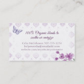 Violets theekopje theepot vlinders visitekaartje (Achterkant)