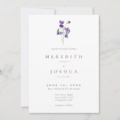 Violets Watercolor Minimalist Elegant Wedding Kaart (Voorkant)