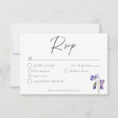 Violets Watercolor Minimalist Elegant Wedding RSVP Kaartje (Voorkant)