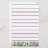 Violets Waterverf Purple Flowers Lined Briefpapier (Voorkant / Achterkant)