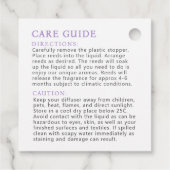 Violets witte paarse riet diffuser fles hang label (Achterkant)
