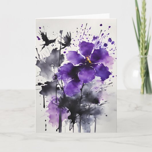 Violetta - Watercolor bloemen Kaart (Voorkant)