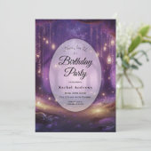 Violette bij Midnight Enchanted Forest verjaardags Kaart (Staand voorkant)