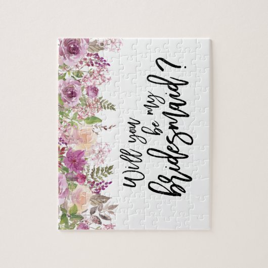 Violette Bloemen | Bruidsmeisje Voorstel Puzzel Legpuzzel (Verticaal)