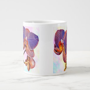 violette en amberkleurige orchidee grote koffiekop