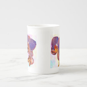 violette en amberkleurige orchidee porselein kop