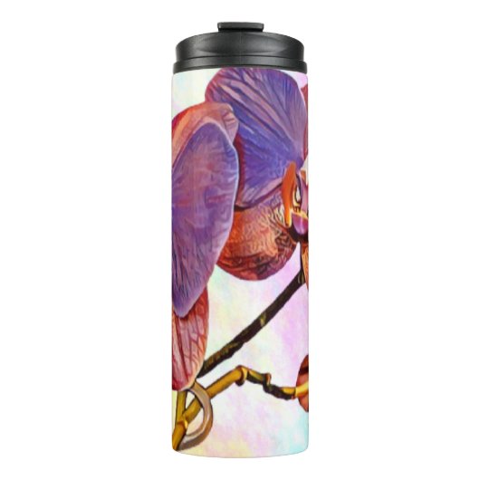 violette en amberkleurige orchidee thermosbeker (Voorkant)