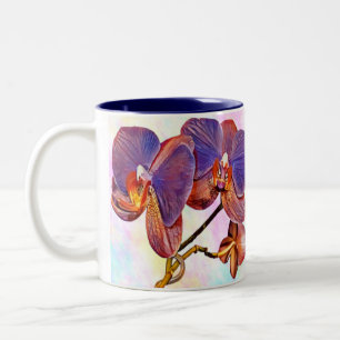 violette en amberkleurige orchidee tweekleurige koffiemok