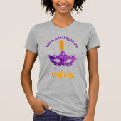 Violette en Oranje Sparkles Mask Mardi Gras T-shirt (Voorkant)